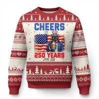 Vintage Cat Uncle Sam Ugly Christmas Sweater Cheers To 250 Years