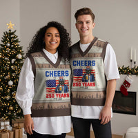 Vintage Cat Uncle Sam V-Neck Knit Sweater Vest Cheers To 250 Years