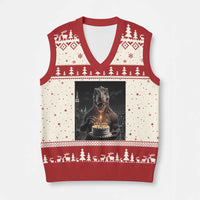 Funny Birthday Dinosaur V-Neck Knit Sweater Vest Prehistoric Party Celebration