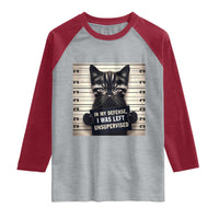 Funny Bad Cat Attitude Raglan Shirt In My Defense I Was Left Unsupervised