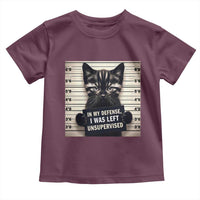 Funny Bad Cat Attitude Toddler T Shirt In My Defense I Was Left Unsupervised