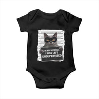 Funny Cat Mugshot Baby Onesie In My Defense I Was Left Unsupervised