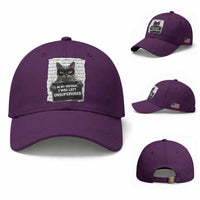 Funny Cat Mugshot Baseball Cap In My Defense I Was Left Unsupervised