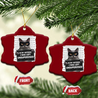 Funny Cat Mugshot Ceramic Ornament In My Defense I Was Left Unsupervised