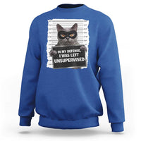 Funny Cat Mugshot Sweatshirt In My Defense I Was Left Unsupervised