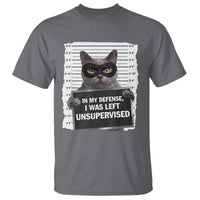 Funny Cat Mugshot T Shirt In My Defense I Was Left Unsupervised