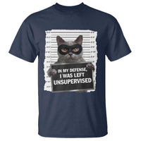 Funny Cat Mugshot T Shirt In My Defense I Was Left Unsupervised