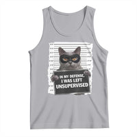 Funny Cat Mugshot Tank Top In My Defense I Was Left Unsupervised
