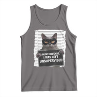 Funny Cat Mugshot Tank Top In My Defense I Was Left Unsupervised