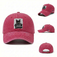 Funny Cat Mugshot Washed Cotton Baseball Cap In My Defense I Was Left Unsupervised