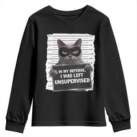 Funny Cat Mugshot Youth Sweatshirt In My Defense I Was Left Unsupervised