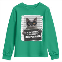 Funny Cat Mugshot Youth Sweatshirt In My Defense I Was Left Unsupervised