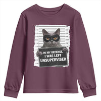 Funny Cat Mugshot Youth Sweatshirt In My Defense I Was Left Unsupervised