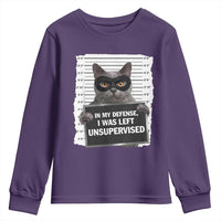Funny Cat Mugshot Youth Sweatshirt In My Defense I Was Left Unsupervised
