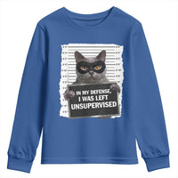 Funny Cat Mugshot Youth Sweatshirt In My Defense I Was Left Unsupervised
