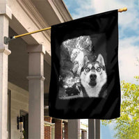 Funny Husky Chaos Garden Flag Cool Dog Selfie With Burning Car