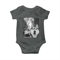 Funny Husky Chaos Baby Onesie Cool Dog Selfie With Burning Car