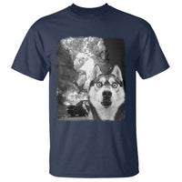 Funny Husky Chaos T Shirt Cool Dog Selfie With Burning Car