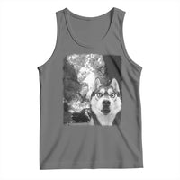 Funny Husky Chaos Tank Top Cool Dog Selfie With Burning Car
