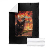 Funny Crazy Cat Selfie Throw Blanket Bad Kitty Chaos Humor Graphic