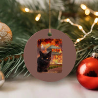Funny Crazy Cat Selfie Ceramic Ornament Bad Kitty Chaos Humor Graphic
