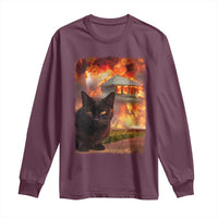 Funny Crazy Cat Selfie Long Sleeve Shirt Bad Kitty Chaos Humor Graphic