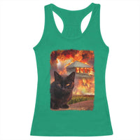 Funny Crazy Cat Selfie Racerback Tank Top Bad Kitty Chaos Humor Graphic