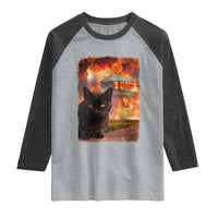 Funny Crazy Cat Selfie Raglan Shirt Bad Kitty Chaos Humor Graphic
