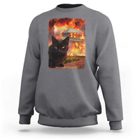 Funny Crazy Cat Selfie Sweatshirt Bad Kitty Chaos Humor Graphic