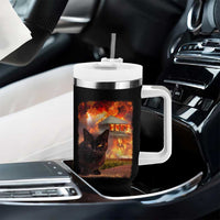 Funny Crazy Cat Selfie Tumbler With Handle Bad Kitty Chaos Humor Graphic