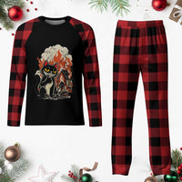 Funny Trouble Maker Cat Plaid Pajama Set Cute Mischief Graphic Gift For Cat Lover