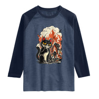 Funny Trouble Maker Cat Raglan Shirt Cute Mischief Graphic Gift For Cat Lover