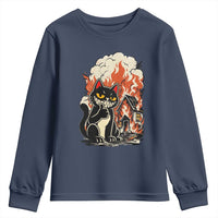 Funny Trouble Maker Cat Youth Sweatshirt Cute Mischief Graphic Gift For Cat Lover