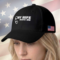 Funny Marriage Joke My Wife Beats Me Baseball Cap Husband Gag Gift