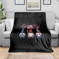 Red White Blue Gnomes Fireworks Throw Blanket Patriotic 4th Of July