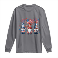 Red White Blue Gnomes Fireworks Long Sleeve Shirt Patriotic 4th Of July