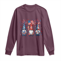 Red White Blue Gnomes Fireworks Long Sleeve Shirt Patriotic 4th Of July