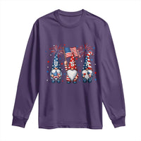 Red White Blue Gnomes Fireworks Long Sleeve Shirt Patriotic 4th Of July