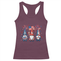 Red White Blue Gnomes Fireworks Racerback Tank Top Patriotic 4th Of July
