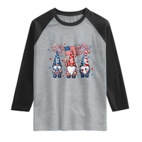 Red White Blue Gnomes Fireworks Raglan Shirt Patriotic 4th Of July