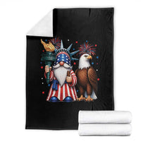 Funny Statue Of Liberty Gnome Throw Blanket Patriotic 4th Of July
