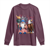 Funny Statue Of Liberty Gnome Long Sleeve Shirt Patriotic 4th Of July