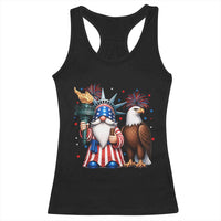 Funny Statue Of Liberty Gnome Racerback Tank Top Patriotic 4th Of July