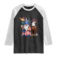 Funny Statue Of Liberty Gnome Raglan Shirt Patriotic 4th Of July