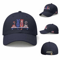 Red White And Blue Cute Cats Baseball Cap Patriotic Pet Lover