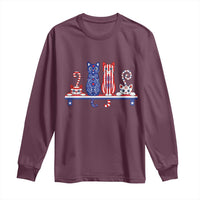 Red White And Blue Cute Cats Long Sleeve Shirt Patriotic Pet Lover
