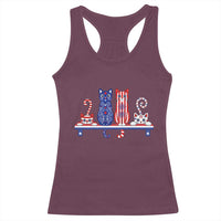 Red White And Blue Cute Cats Racerback Tank Top Patriotic Pet Lover