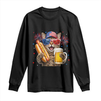 Beer And Hotdog Cat Long Sleeve Shirt Fourth Of July Celebration