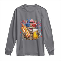 Beer And Hotdog Cat Long Sleeve Shirt Fourth Of July Celebration