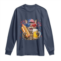 Beer And Hotdog Cat Long Sleeve Shirt Fourth Of July Celebration